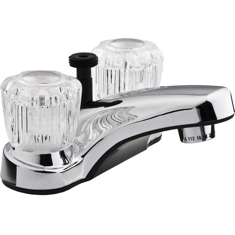 DURA FAUCET DF-PL720A-CP RV Bathroom Faucet with Crystal Acrylic Knobs and Shower Hose Diverter (Chrome)