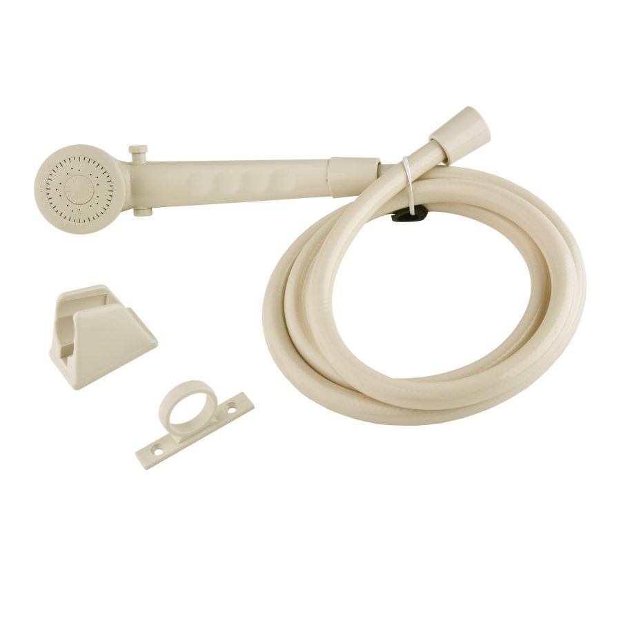 DURA FAUCET DF-SA130-BQ RV High Pressure Shower Head and 60-inch Hose Kit - Water-Saving Trickle Switch (Bisque Parchment)