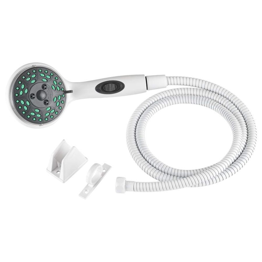 DURA FAUCET DF-SA432K-WT Premium RV Handheld Shower Wand and Hose Kit - Eco-Friendly On/Off Switch (White)