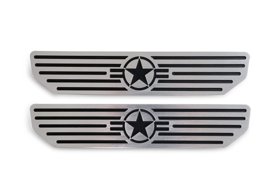 DV8 D-JL-180014-STR4 Door Sill Plates for 2018-2022 Wrangler JL and 2020-2022 Gladiator JT | 4-Door Models | Rear Pair | Embossed with Since 1941 INCH | Billet Aluminum Construction