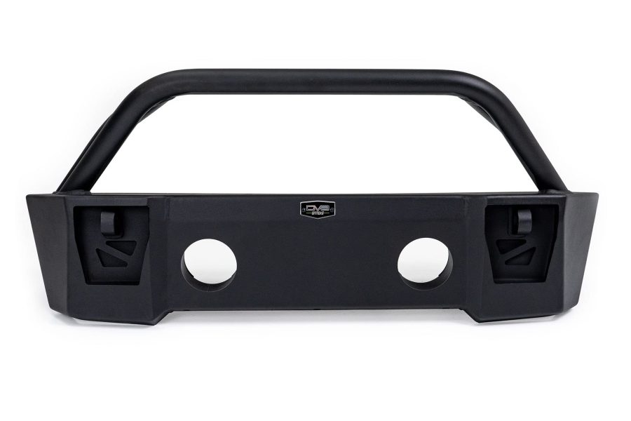 DV8 FBJL-04 Front Bumper for Wrangler JK/JL and Gladiator JT | Stubby Profile | Winch Capable | Pocketed Clevis Mount | Bull Bar Protection | Auxiliary Light Mounts