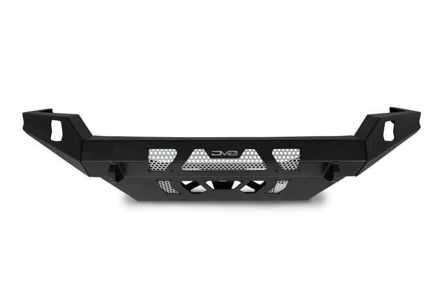 DV8 FBTT1-04 MTO Series Front Bumper for 2016 - Current Tacoma | Low Profile | Auxiliary Light and D-ring Mounts | Paintable Mesh Panels | 3pc Steel Construction