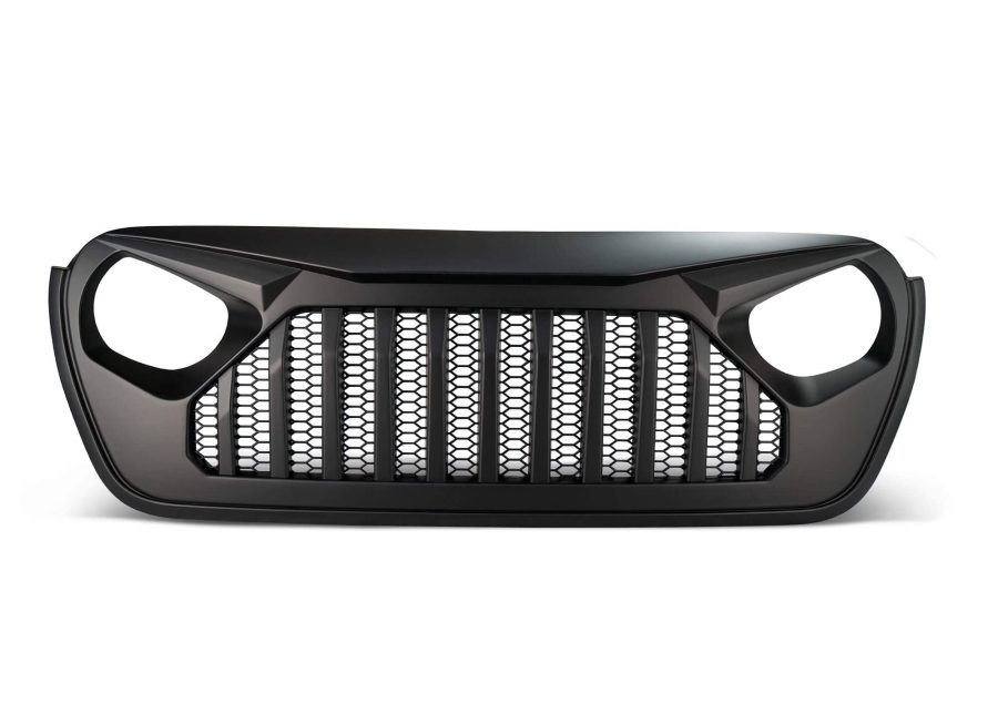 DV8 GRJL-01 ABS Grill Shell fits 2018-current Wrangler JL and 2020-Current Gladiator JT | Aggressive Design | Customizable Flat Black Finish