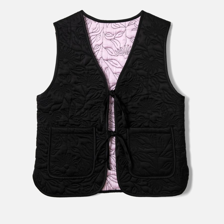 Damson Madder Arte Embroidered Quilted Shell Gilet - UK 6