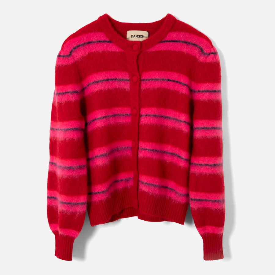 Damson Madder Women's Cece Stripe Cardigan - Pink/Red - UK 6