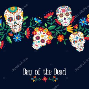 Day of the dead flower skull background design