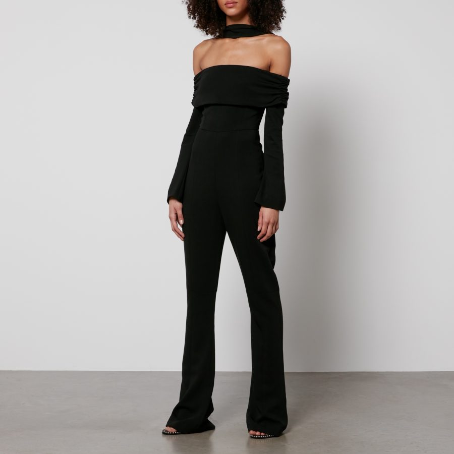 De La Vali Albie Off-Shoulder Halterneck Crepe Jumpsuit - UK 8