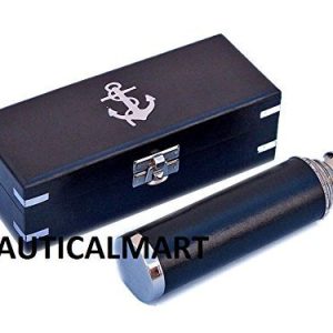 Deluxe Class Captain's Chrome - Leather Spyglass Telescope 14" with Black Rosewo