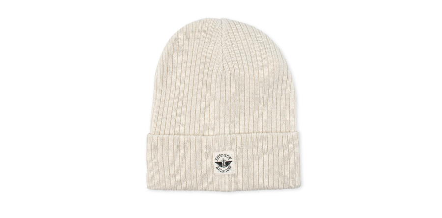 Dockers Recycled Double Knit Ribbed Beanie W/ Woven Seasonal Graphic, Men's, White OS