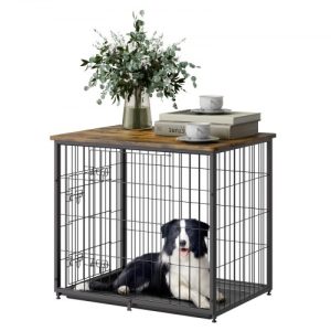 Dog Crate Furniture 27 in Indoor Wooden Dog Kennel with Tray Heavy Duty