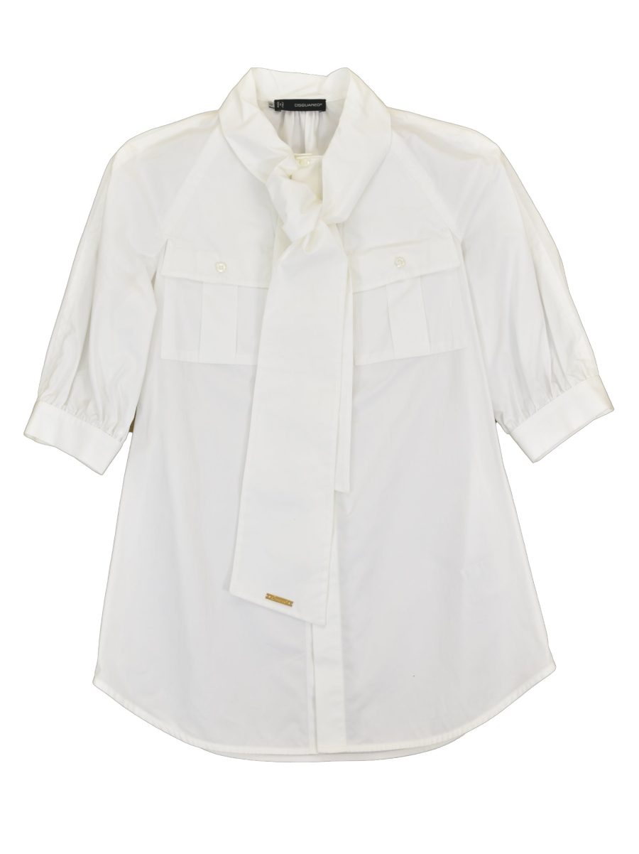 Dsquared2 Women's White Cotton Shirt Buttons Pockets Mod.S72DL0261S35244010