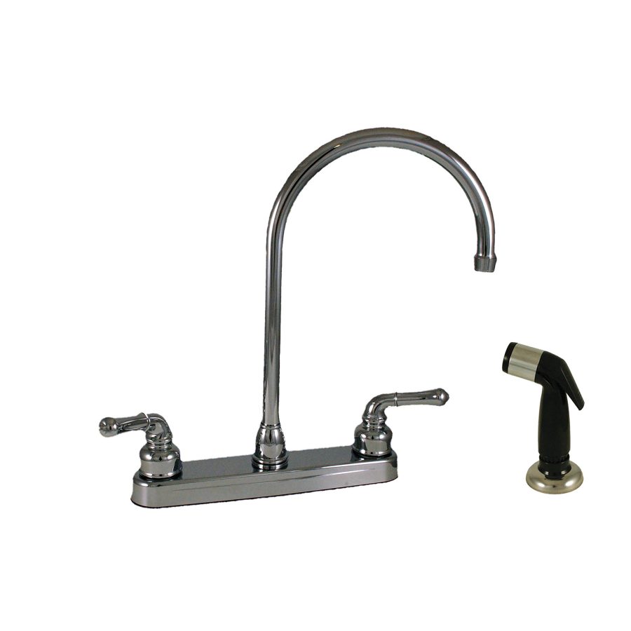 EMPIRE FAUCET U-YCH801GS RV Kitchen Faucet with Large Gooseneck Spout, Teapot Handles and Sprayer - 8 INCH, Chrome