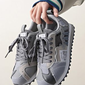 Ecru White Sport Sneakers Round Toe Lace Up Casual Shoes