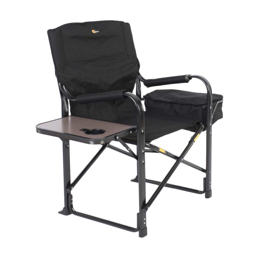 FAULKNER 49580 El Capitan Folding Director Chair with Tray and Cooler Bag, Black