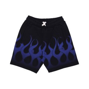 Flames Short Men's Tracksuit Pants Black/blue