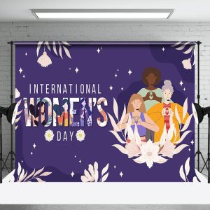 Floral Purple International Womens Day Backdrop - Aperturee