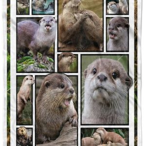 Funny Otter Blankets Gift For Animal Natural Lover Fleece Sherpa Blanket Xmas