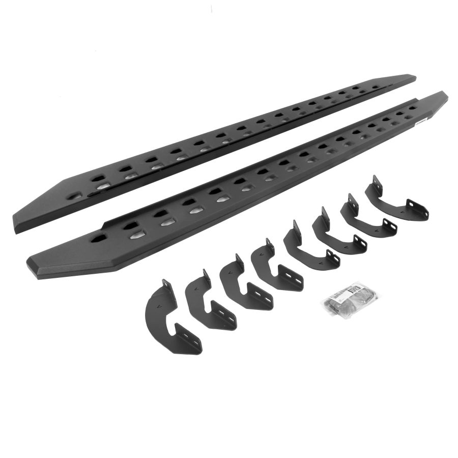 GO RHINO 69443580SPC RB20 Slim Line Running Boards w Brackets Kit - Double Cab Only for Toyota 22-24 Tundra (Extended Cab Pickup)