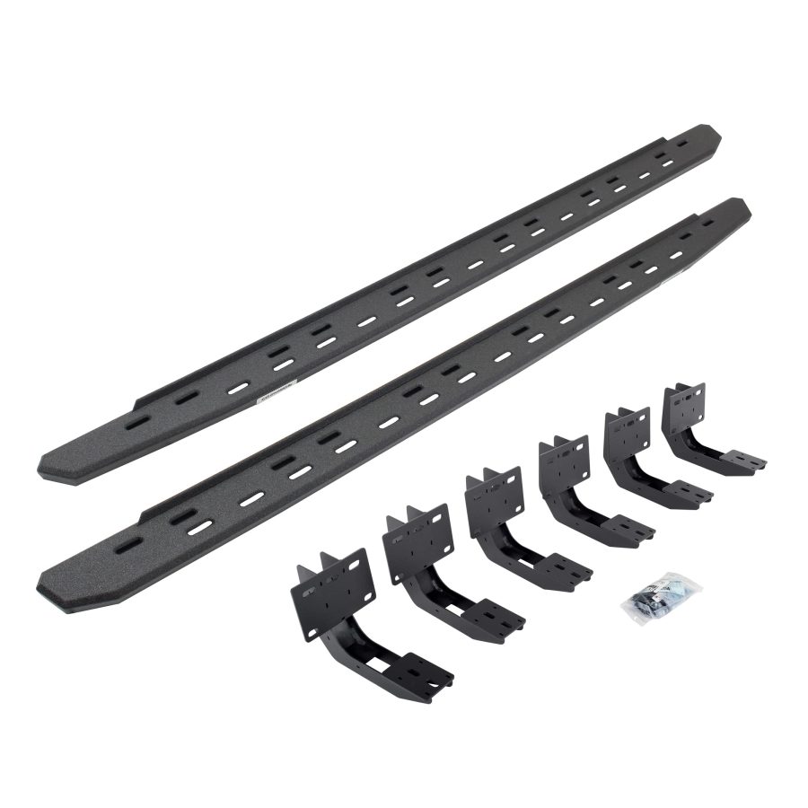 GO RHINO 69630687ST RB30 Slim Line Running Boards with Mounting Bracket Kit for Ram 19-24 1500 (Crew Cab Pickup)