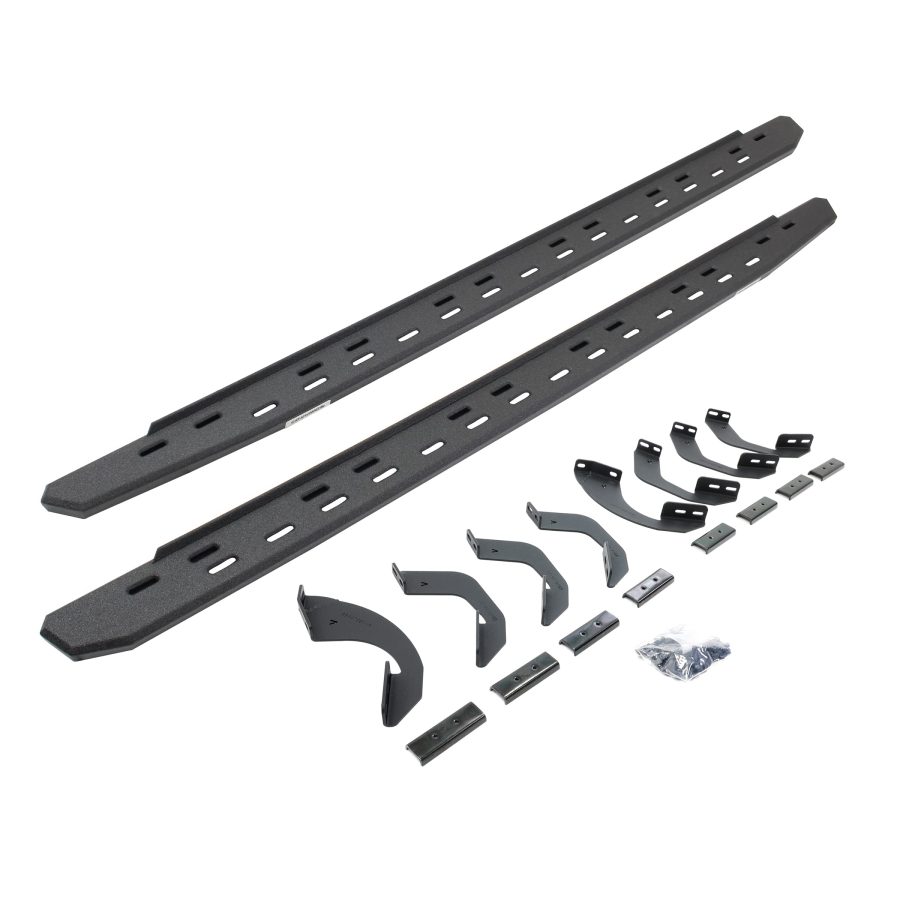 GO RHINO 69643687ST RB30 Slim Line Running Boards with Brackets Kit - Crew Max Only for Toyota 22-24 Tundra (Crew Cab Pickup)