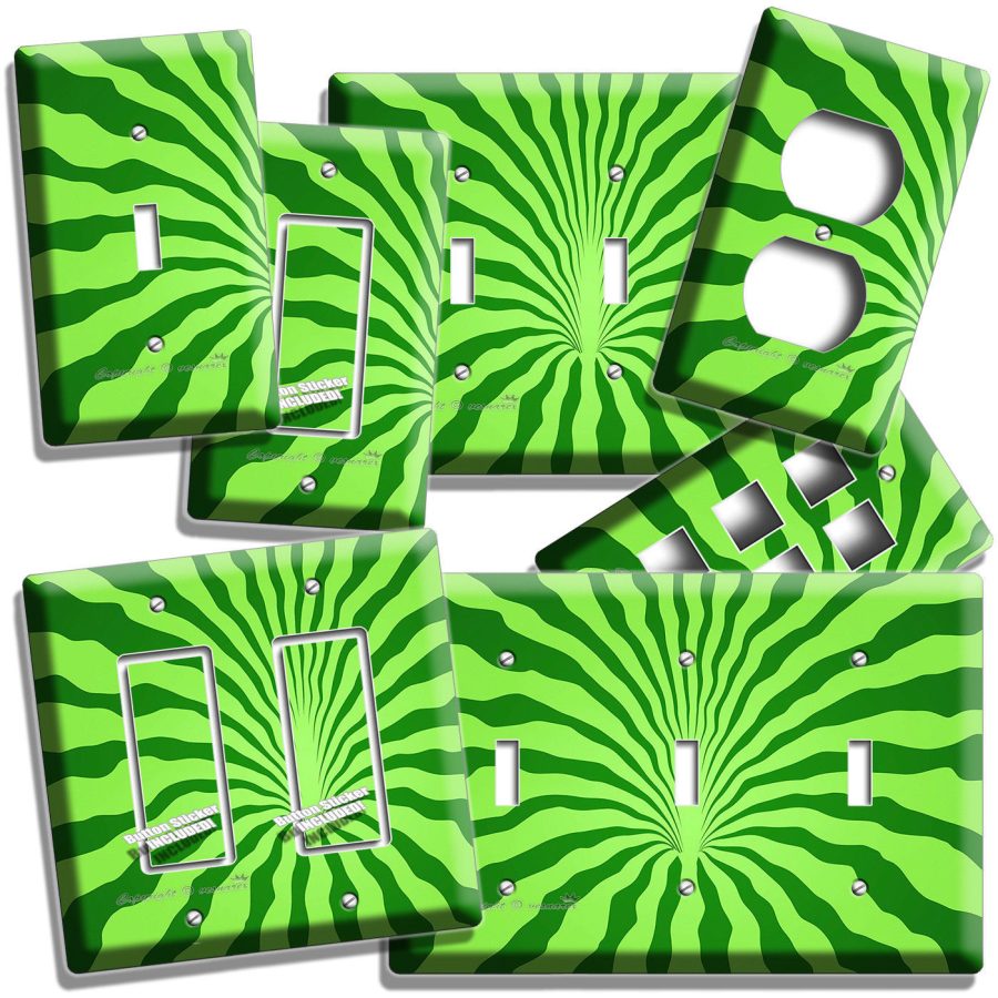 GREEN WATERMELON RHYME STRIPES LIGHT SWITCH OUTLETS WALL PLATE COVER KITCHEN ART