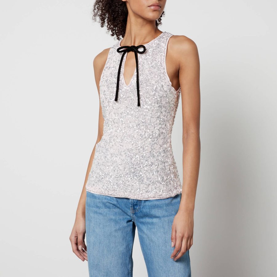 Ganni 3D Sequined Mesh Top - EU 36/UK 8