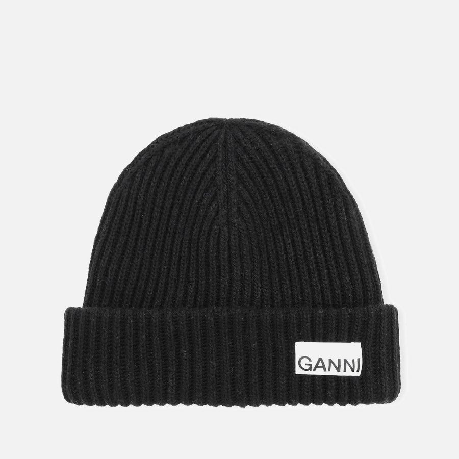 Ganni Ribbed Wool-Blend Beanie