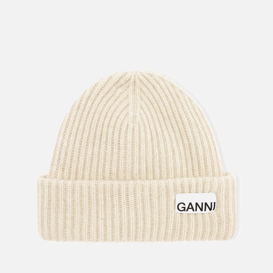 Ganni Ribbed Wool-Blend Beanie