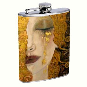 Gold Woman Art Illustration 8oz Stainless Steel Hip Flask Drinking Liquor