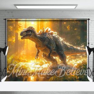 Golden Jungle Dinosaur Water Splash Photo Backdrop - Aperturee