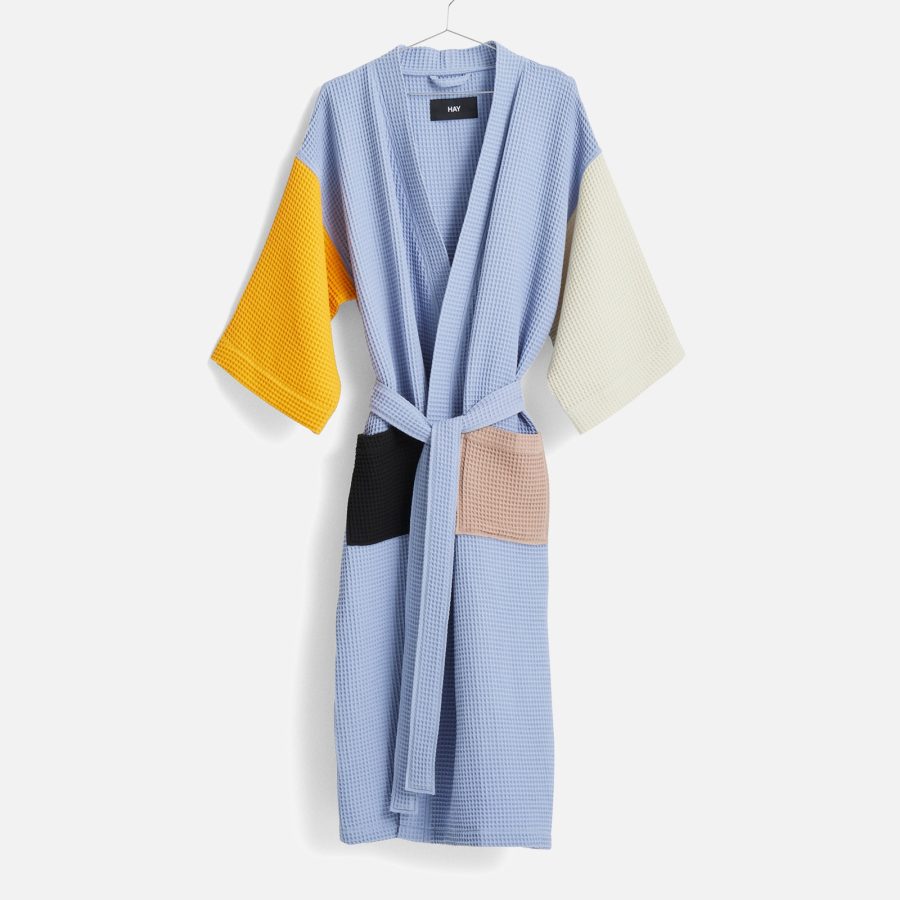 HAY Waffle Bathrobe - Dusty Blue Multi