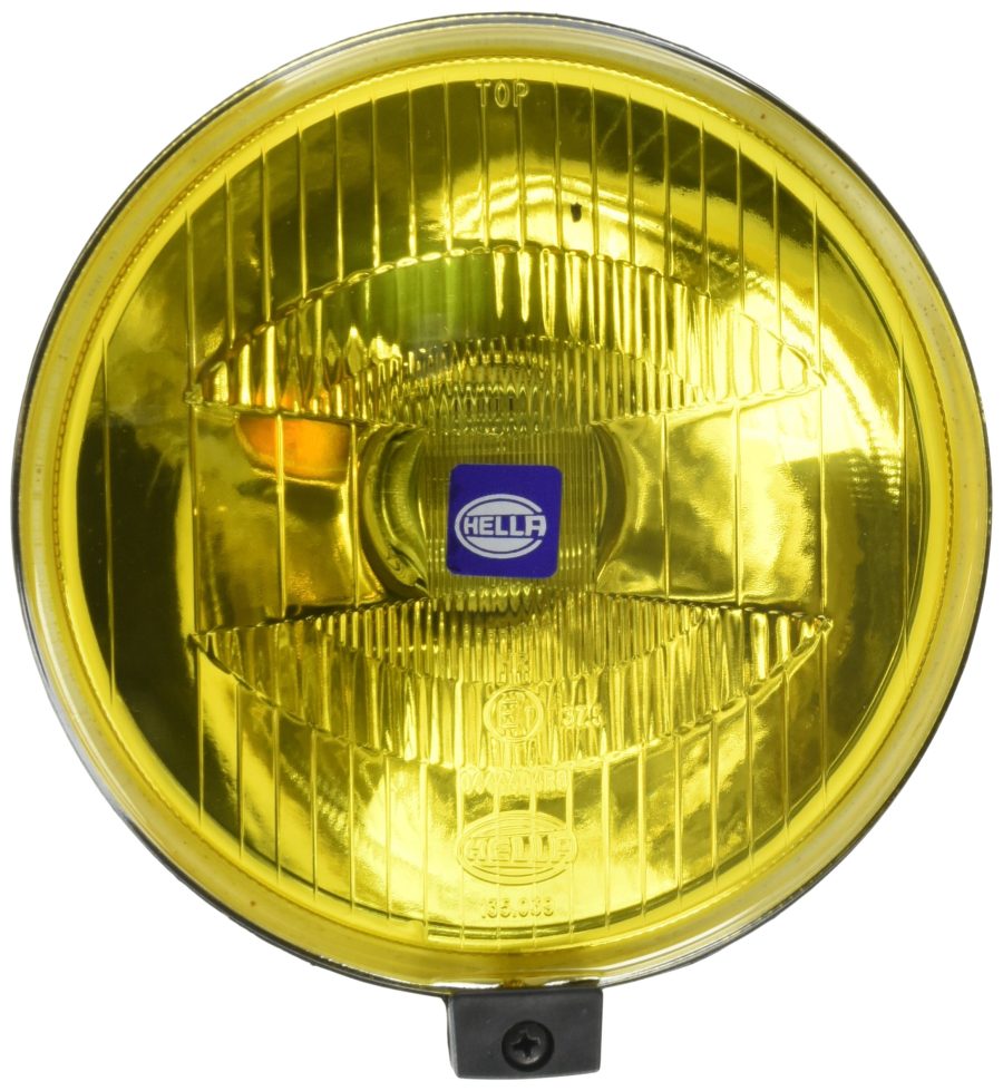 HELLA 005750512 Driving/ Fog Light; 500 Series; Halogen Bulb; H3 Clear Halogen Bulb; 6.4 Inch Round; 55 Watt; Driving Beam; Amber Lens; Black ABS Housing; Surface Mount; Single; With Stone Shield and Universal Mounting Hardware