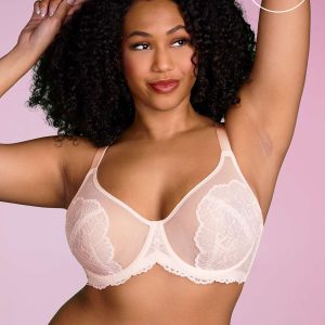 HSIA Blossom Matching Lacey Underwear and Bra Set: Sexy Lace Bra - Dusty Peach / 34 / G