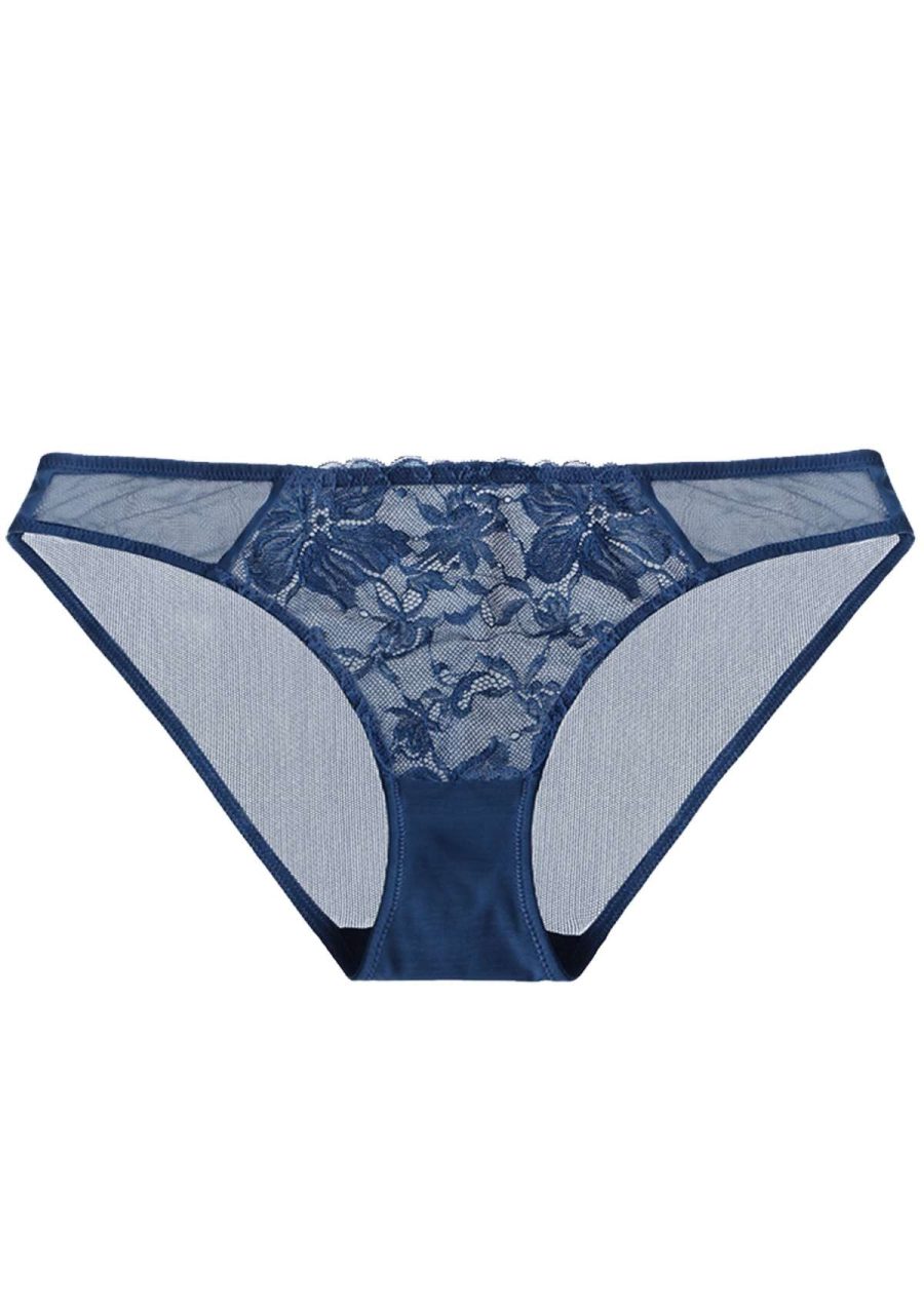 HSIA Breathable Sexy Feminine Lace Mesh Bikini Underwear - S / Dark Blue