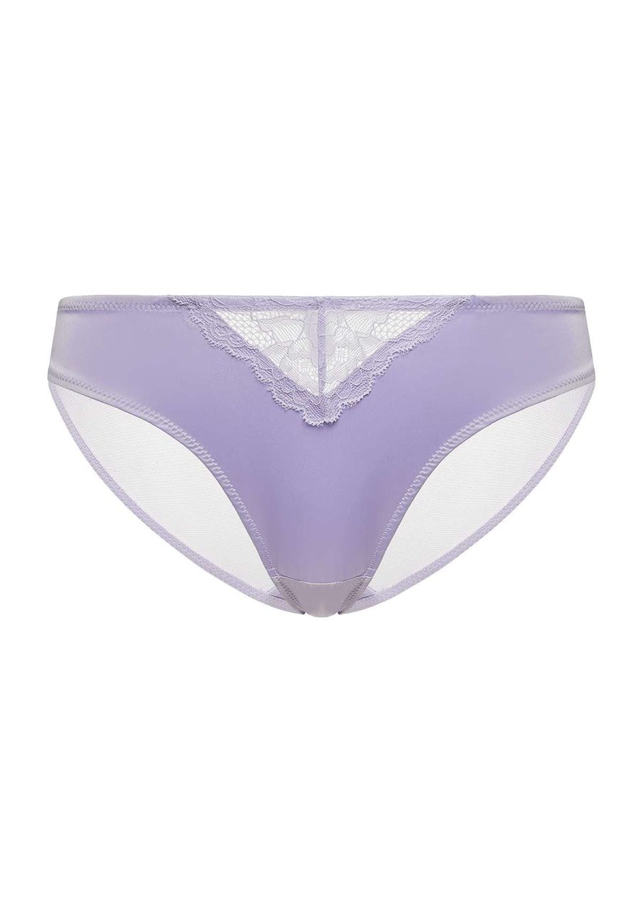 HSIA Foxy Satin Floral Lace Mesh Bikini Underwear: Comfortably Soft - S / Purple