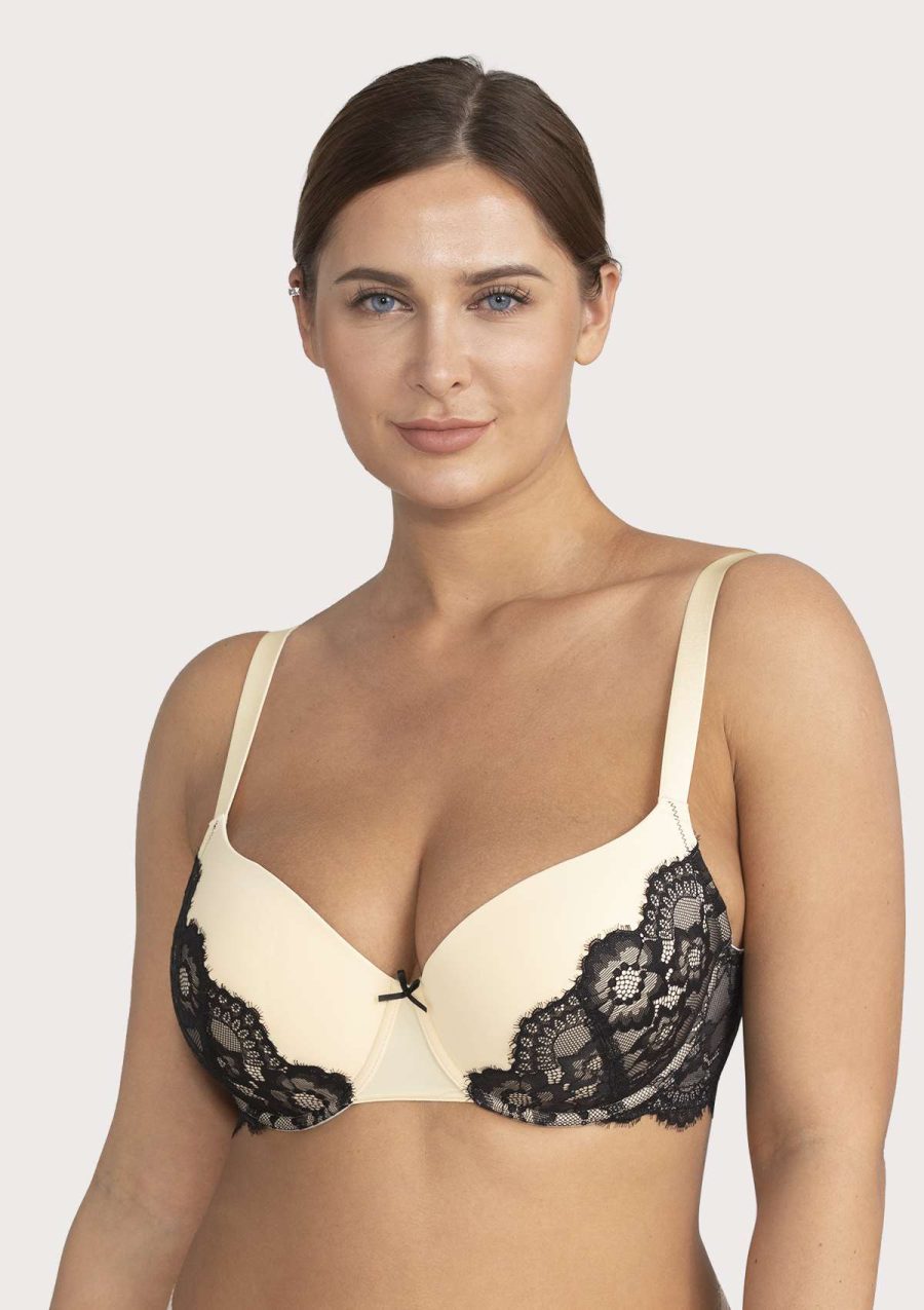 HSIA Lovelush Flower Trim Memory Foam Cup Padded Comfortable Bra - Beige / 34C