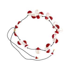 Holiday Pearl Necklace in Red