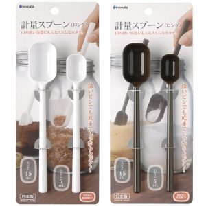 INOMATA Measuring Long Spoon 2p 0.16&0.5oz (5&15ml) Kitchen Tool White / Brown