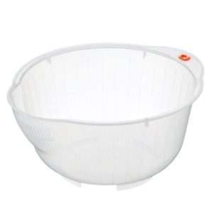 INOMATA Rice Washing Rapid Bowl 2.3 qt (2.2L) Strainer BPA Free Clear