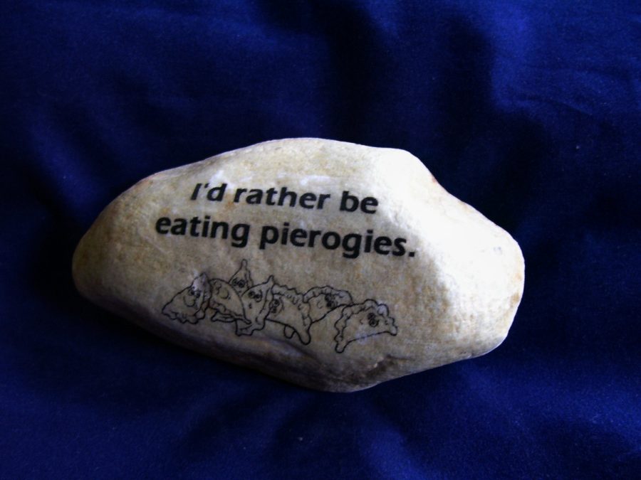 I'd rather be eating pierogies perogies polish gift rock Stone OOAK funny unique