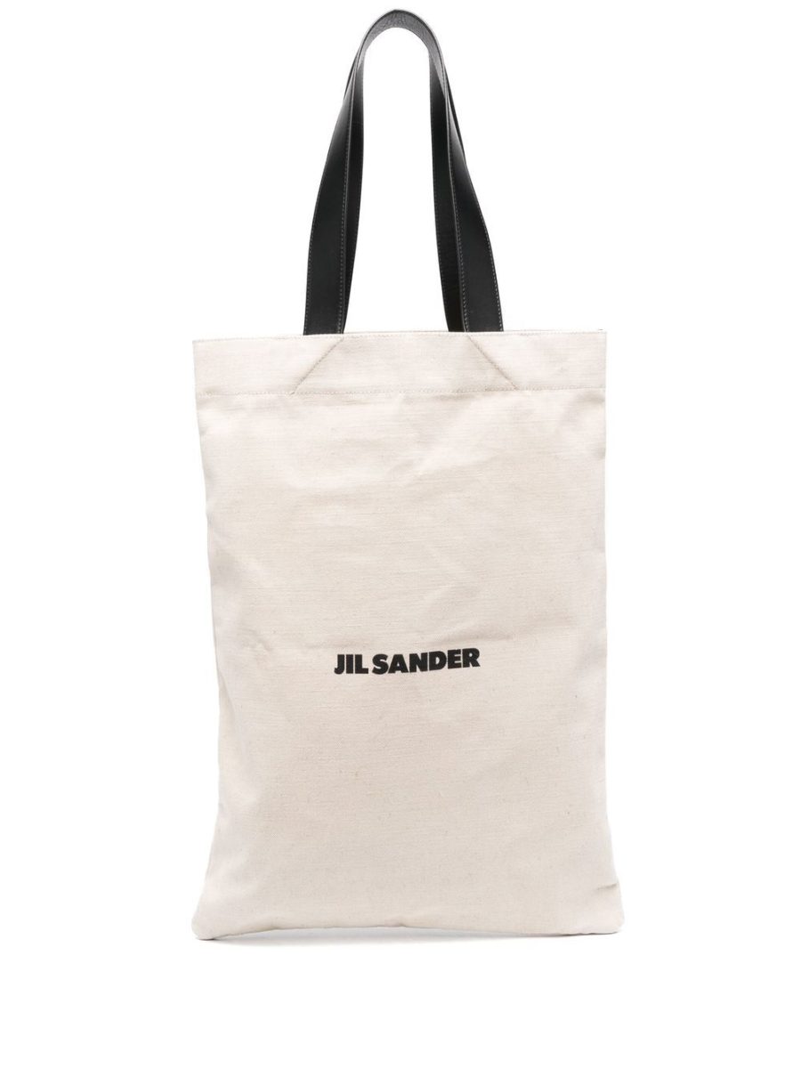 JIL SANDER Logo-print Linen Tote Bag Natural