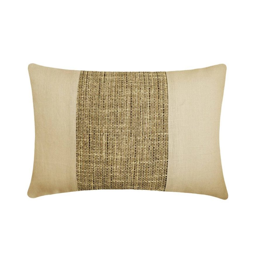 June Beige - Beige Linen & Jute Lumbar Pillow Cover