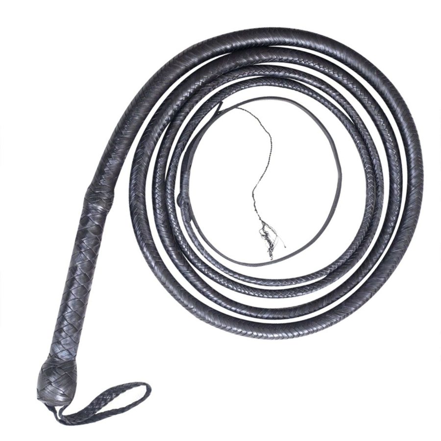 Kangaroo Leather BULLWHIP 12 Feet Long 16 Plait Black Indiana Jones Bullwhip