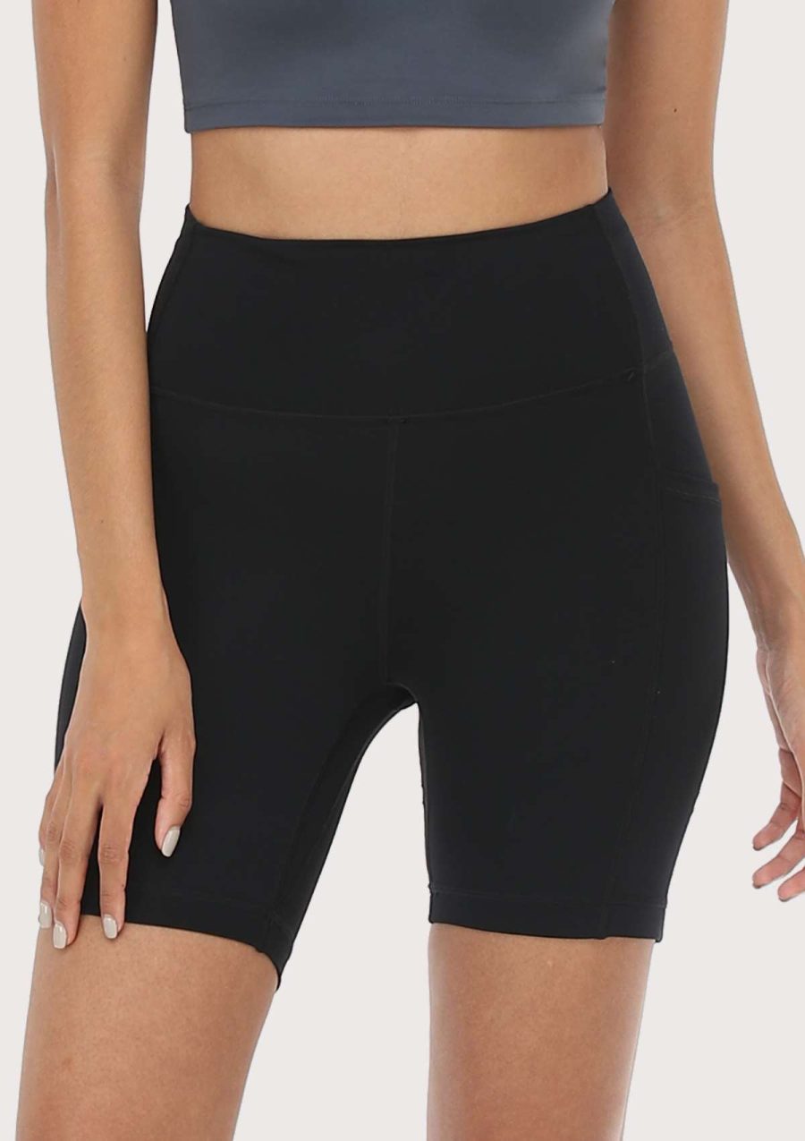 LEAPX Fluent High-Waist Sports Bike Shorts - XS / Short / Black