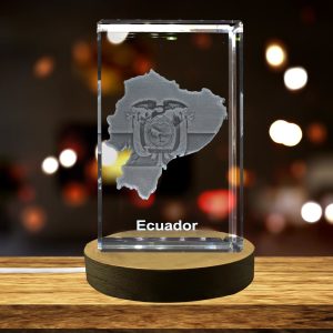 LED Base included | Equador 3D Engraved Crystal 3D Engraved Crystal Keepsake