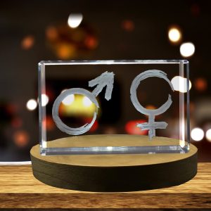 LED Base included | Gender Symbols 3D Engraved Crystal 3D Engraved Crystal Keeps