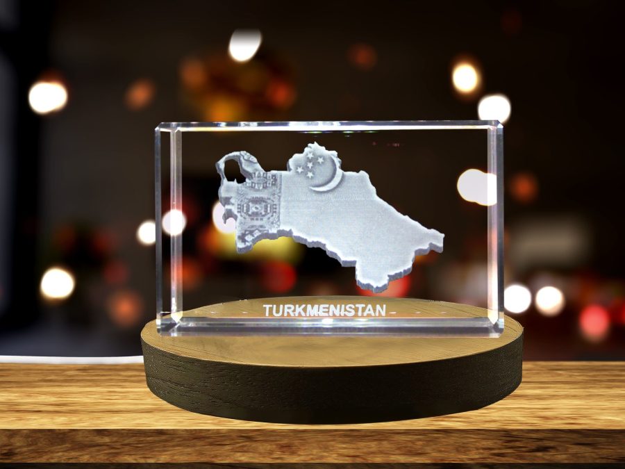 LED Base included | Turkmenistan 3D Engraved Crystal 3D Engraved Crystal