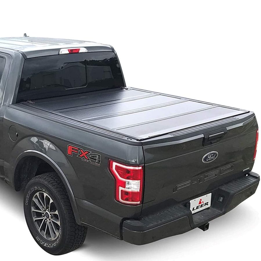 LEER 650112 HF650M Quad-Folding Truck Bed Tonneau Cover, Fits Ford F-150 Light Duty, Years 2015-2024, 56 INCH Truck Bed, Black