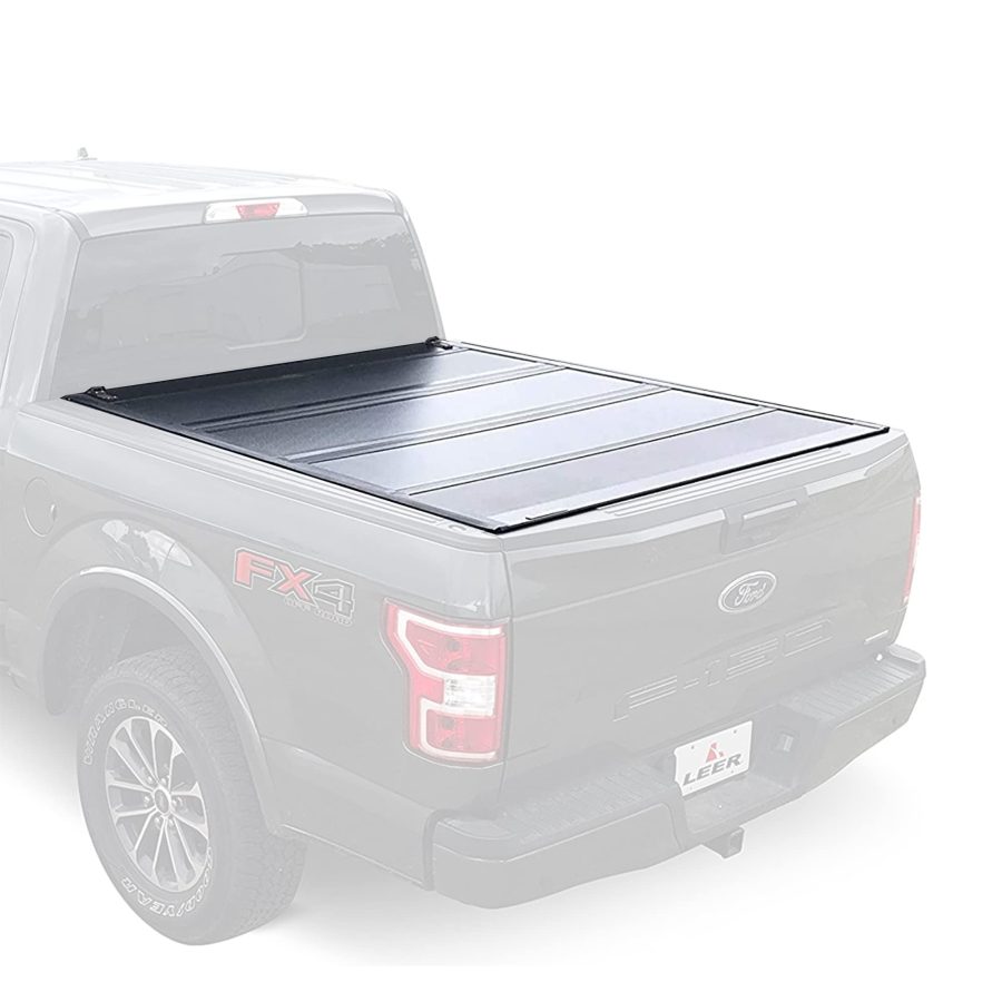 LEER 650286 HF650M Quad-Folding Truck Bed Tonneau Cover, Fits Toyota Tacoma with Track System, Years 2016-2023, 52 INCH Truck Bed, Black