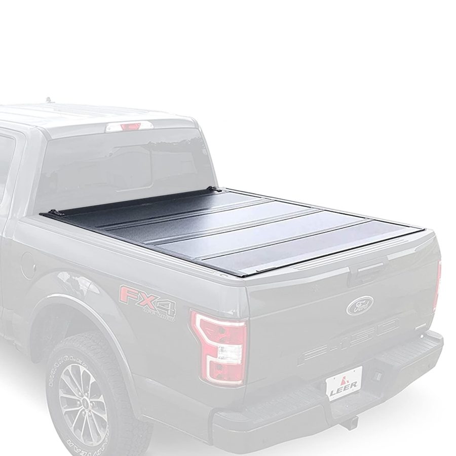 LEER 650303 HF650M Quad-Folding Truck Bed Tonneau Cover, Fits Ford Ranger, Years 2019-2023, 410 INCH Truck Bed, Black